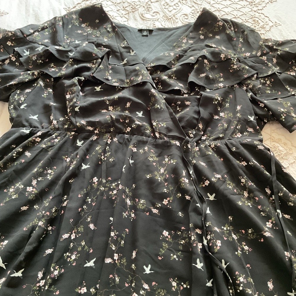 Torrid Black Floral Wrap Dress